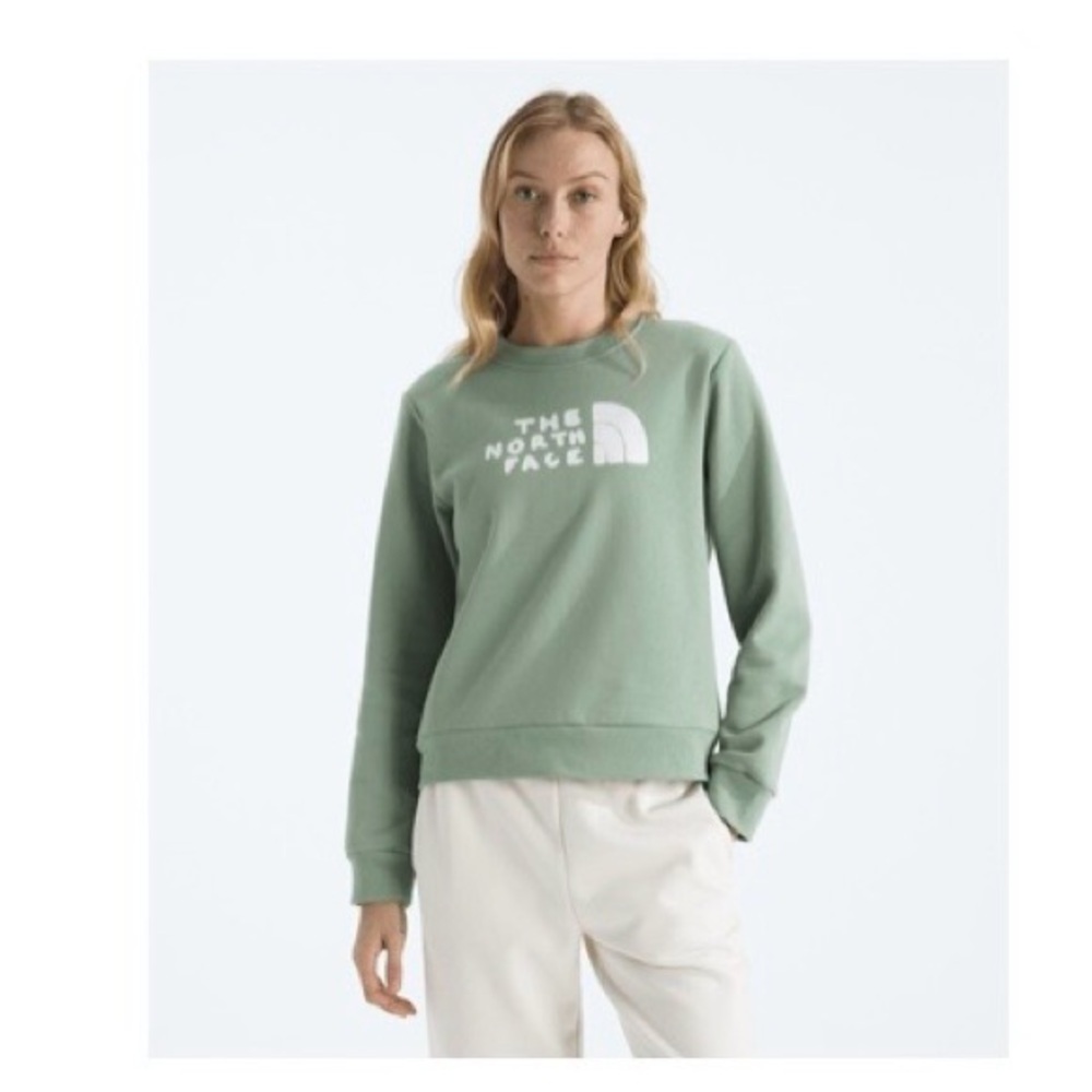 The North Face Women’s XL Evolution Sketch Logo Half Dome Crew Green NWT - Picture 7 of 8